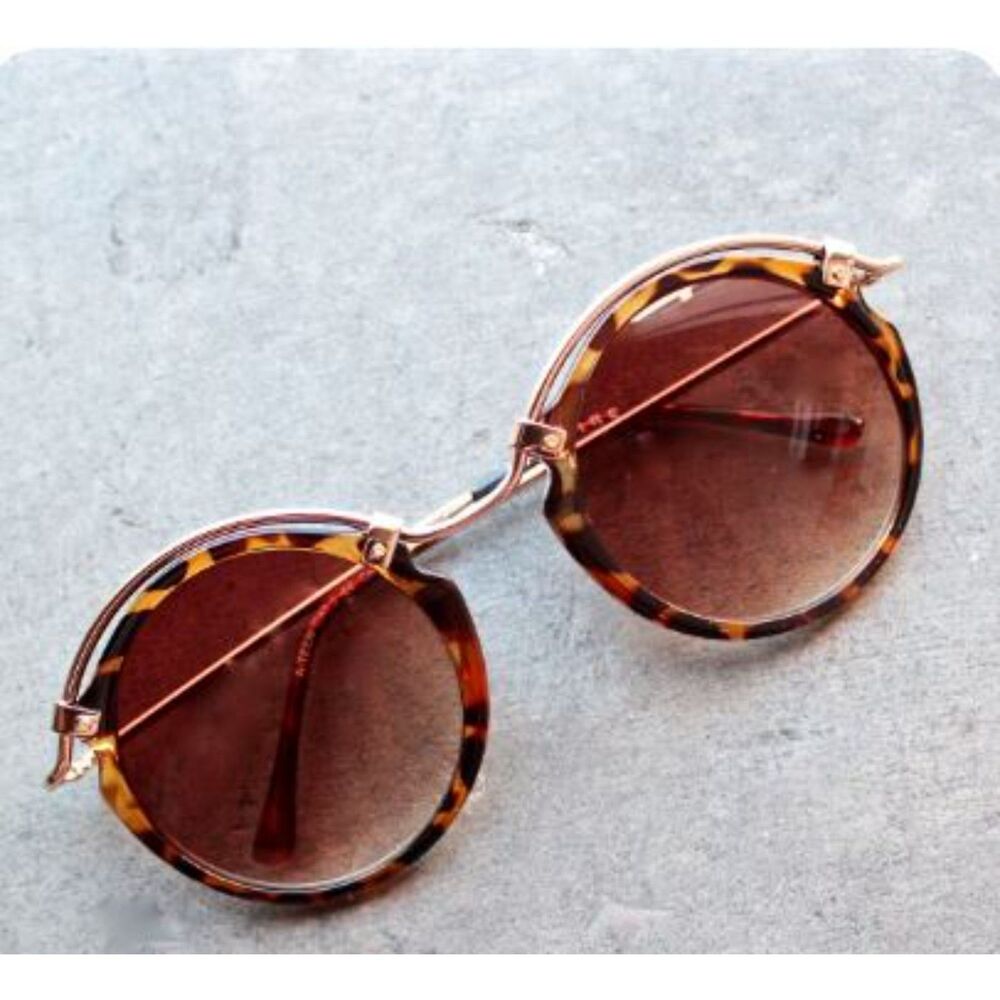 Spitfire Women's A Teen Tortoise Gold Round Sunglasses New with Sticker $89